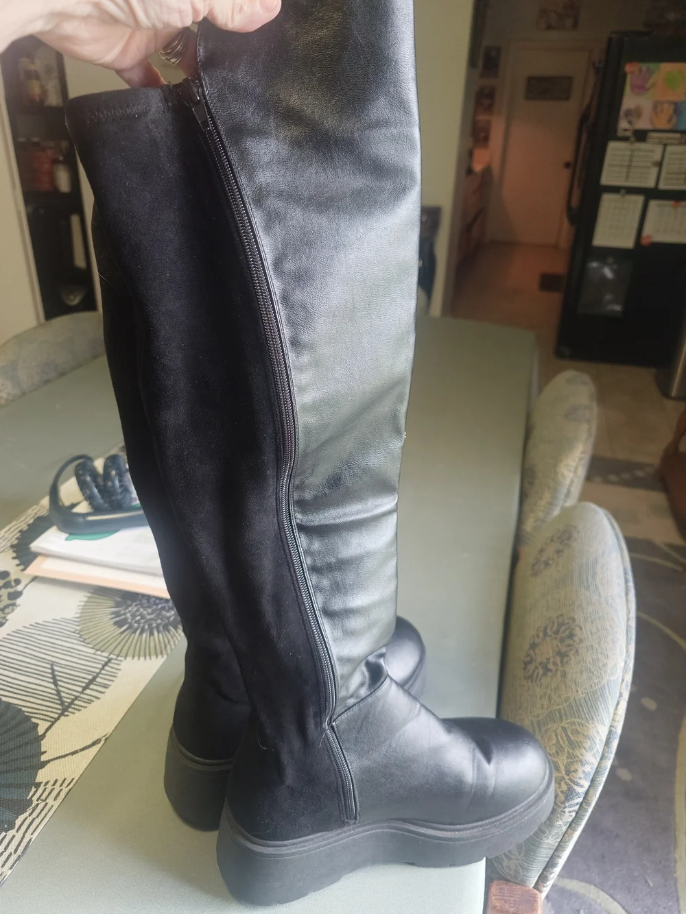 Black Knee-High Platform Boots - Brand Unknown